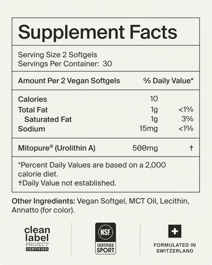 Timeline Mitopure Urolithin A Supplement Softgels - Clinically Proven Support for Healthy Aging and Cellular Renewal - Mitoceutical for Muscle Support and Longevity